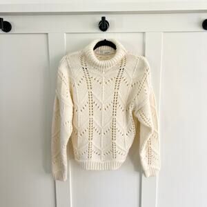 IRO Lovely Wool Blend Open Stitch Cream White Knit Sweater Size Small